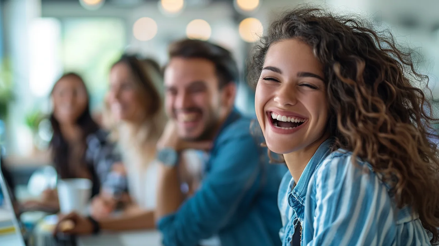 Happy American customers laughing together, part of 45,000 people served by rapid finance